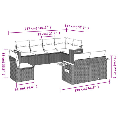 8-tlg. Garten-Sofagarnitur mit Kissen Grau Poly Rattan - Pazzar.ch