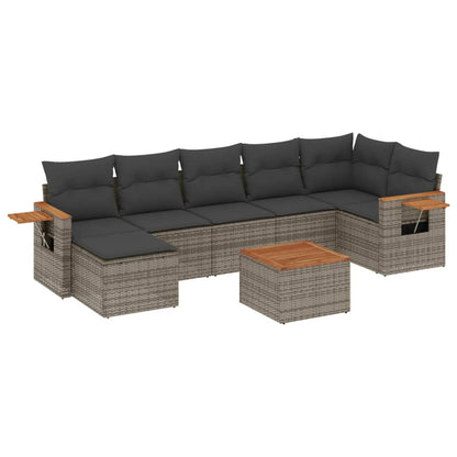 8-tlg. Garten-Sofagarnitur mit Kissen Grau Poly Rattan - Pazzar.ch
