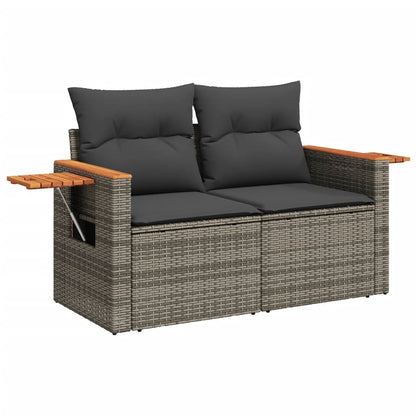 8-tlg. Garten-Sofagarnitur mit Kissen Grau Poly Rattan - Pazzar.ch