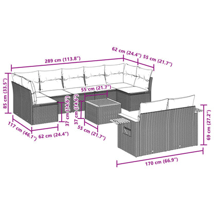 10-tlg. Garten-Sofagarnitur mit Kissen Grau Poly Rattan - Pazzar.ch