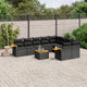 10-tlg. Garten-Sofagarnitur mit Kissen Schwarz Poly Rattan