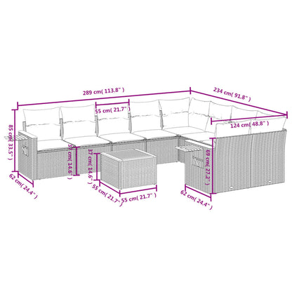 10-tlg. Garten-Sofagarnitur mit Kissen Beige Poly Rattan - Pazzar.ch