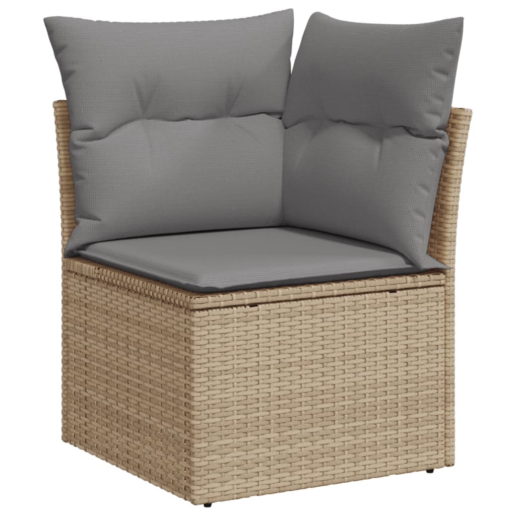 10-tlg. Garten-Sofagarnitur mit Kissen Beige Poly Rattan - Pazzar.ch