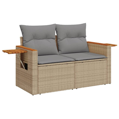 10-tlg. Garten-Sofagarnitur mit Kissen Beige Poly Rattan - Pazzar.ch