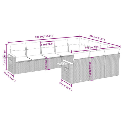 10-tlg. Garten-Sofagarnitur mit Kissen Grau Poly Rattan - Pazzar.ch