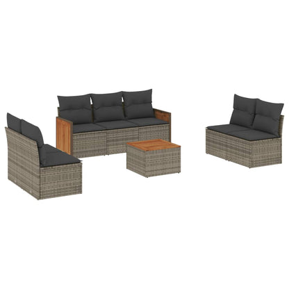 8-tlg. Garten-Sofagarnitur mit Kissen Grau Poly Rattan - Pazzar.ch