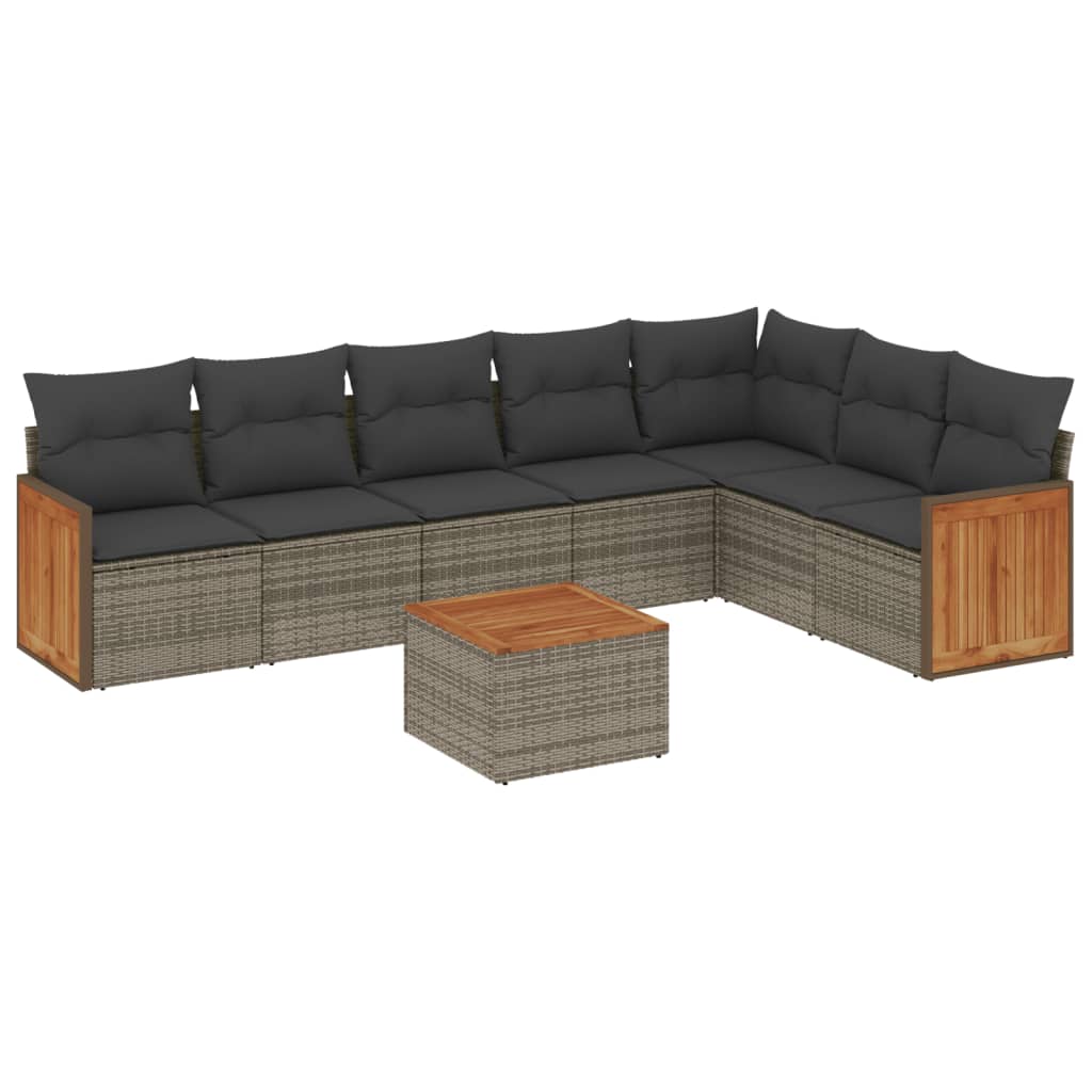 8-tlg. Garten-Sofagarnitur mit Kissen Grau Poly Rattan - Pazzar.ch