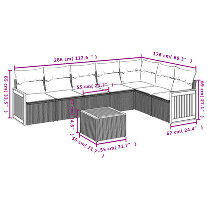 8-tlg. Garten-Sofagarnitur mit Kissen Grau Poly Rattan - Pazzar.ch
