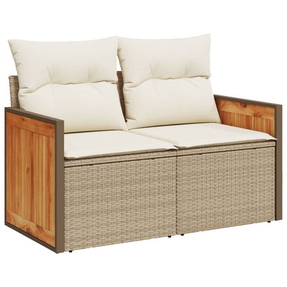 10-tlg. Garten-Sofagarnitur mit Kissen Beige Poly Rattan - Pazzar.ch