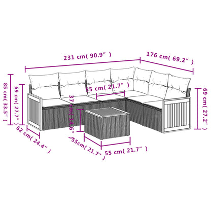 10-tlg. Garten-Sofagarnitur mit Kissen Beige Poly Rattan - Pazzar.ch