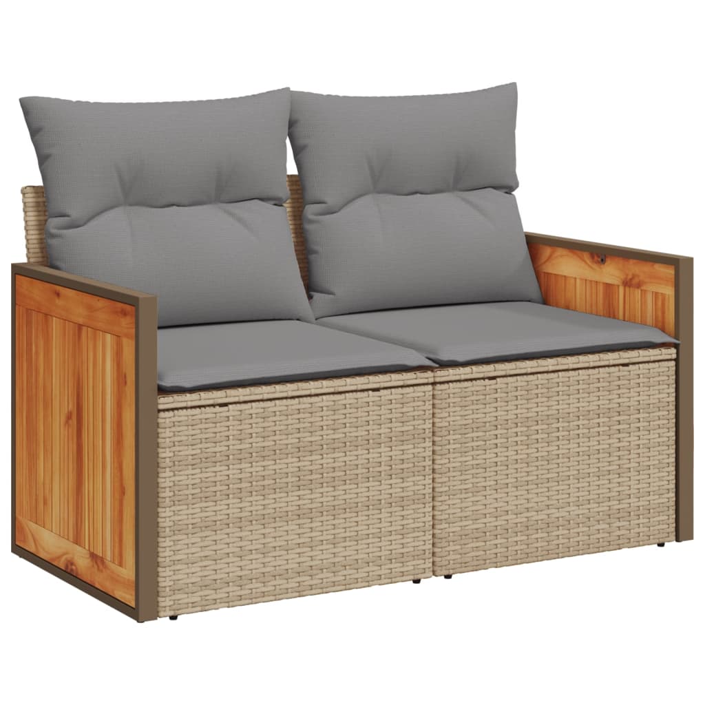 10-tlg. Garten-Sofagarnitur mit Kissen Beige Poly Rattan - Pazzar.ch