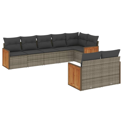 8-tlg. Garten-Sofagarnitur mit Kissen Grau Poly Rattan - Pazzar.ch