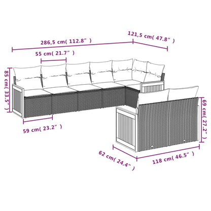 8-tlg. Garten-Sofagarnitur mit Kissen Grau Poly Rattan - Pazzar.ch