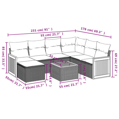 8-tlg. Garten-Sofagarnitur mit Kissen Grau Poly Rattan - Pazzar.ch