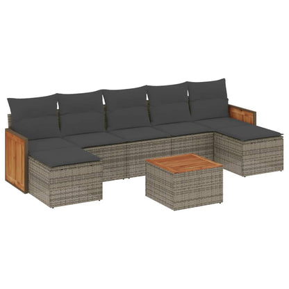 8-tlg. Garten-Sofagarnitur mit Kissen Grau Poly Rattan - Pazzar.ch