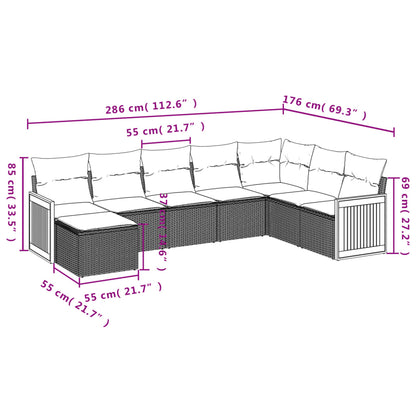 8-tlg. Garten-Sofagarnitur mit Kissen Grau Poly Rattan - Pazzar.ch