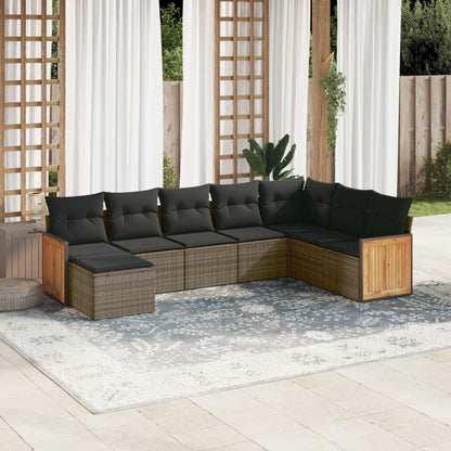 8-tlg. Garten-Sofagarnitur mit Kissen Grau Poly Rattan - Pazzar.ch