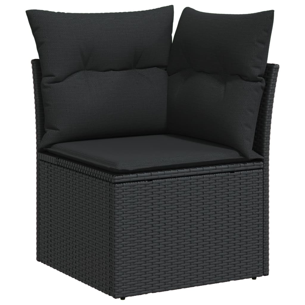 10-tlg. Garten-Sofagarnitur mit Kissen Schwarz Poly Rattan - Pazzar.ch