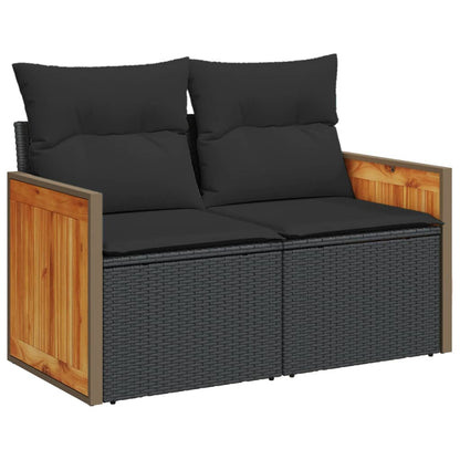 10-tlg. Garten-Sofagarnitur mit Kissen Schwarz Poly Rattan - Pazzar.ch