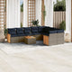 10-teiliges Gartensofa-Set mit Kissen, grau, Polyrattan