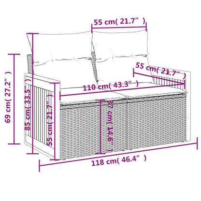 10-tlg. Garten-Sofagarnitur mit Kissen Schwarz Poly Rattan - Pazzar.ch