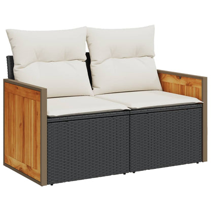 10-tlg. Garten-Sofagarnitur mit Kissen Schwarz Poly Rattan - Pazzar.ch