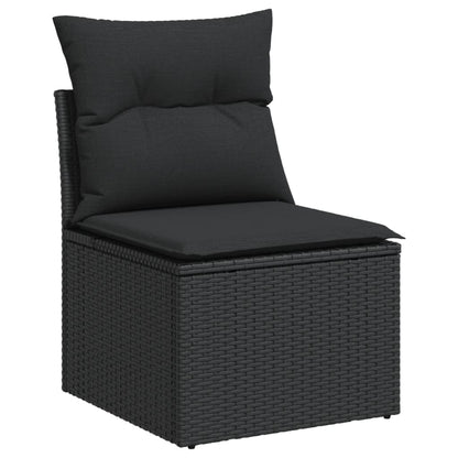 10-tlg. Garten-Sofagarnitur mit Kissen Schwarz Poly Rattan - Pazzar.ch