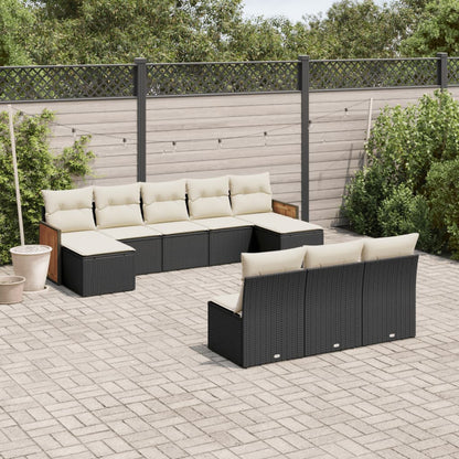 10-tlg. Garten-Sofagarnitur mit Kissen Schwarz Poly Rattan - Pazzar.ch