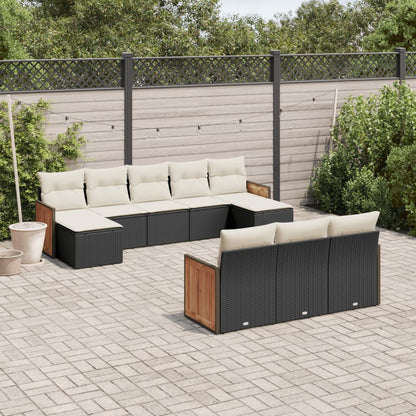 10-tlg. Garten-Sofagarnitur mit Kissen Schwarz Poly Rattan - Pazzar.ch