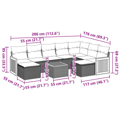 10-tlg. Garten-Sofagarnitur mit Kissen Schwarz Poly Rattan - Pazzar.ch