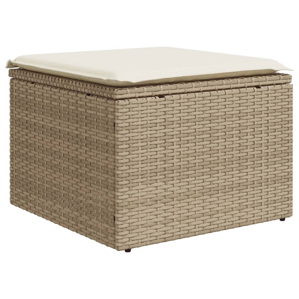 10-tlg. Garten-Sofagarnitur mit Kissen Beige Poly Rattan - Pazzar.ch