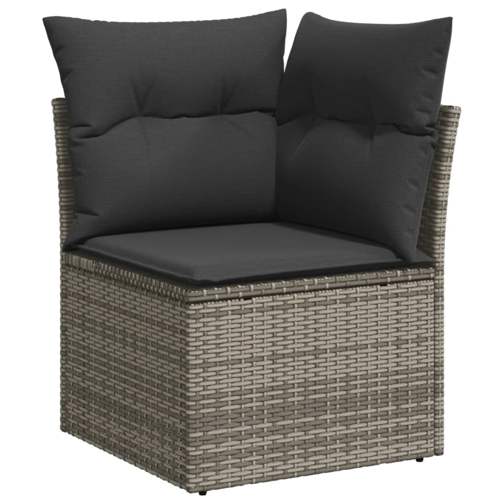 10-tlg. Garten-Sofagarnitur mit Kissen Grau Poly Rattan - Pazzar.ch