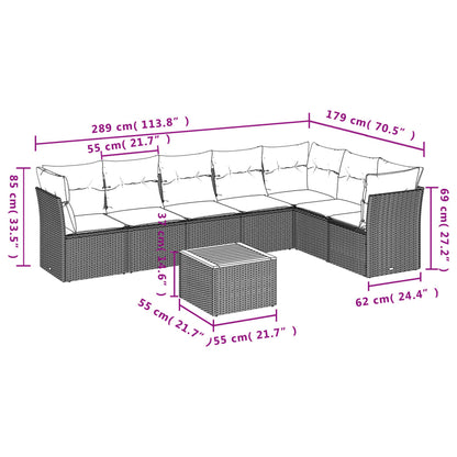 8-tlg. Garten-Sofagarnitur mit Kissen Grau Poly Rattan - Pazzar.ch