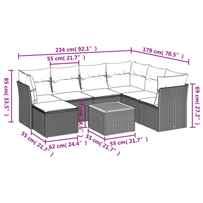 8-tlg. Garten-Sofagarnitur mit Kissen Grau Poly Rattan - Pazzar.ch