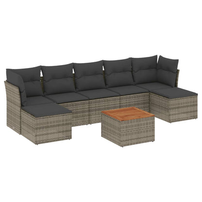 8-tlg. Garten-Sofagarnitur mit Kissen Grau Poly Rattan - Pazzar.ch