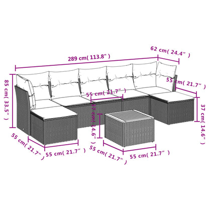 8-tlg. Garten-Sofagarnitur mit Kissen Grau Poly Rattan - Pazzar.ch