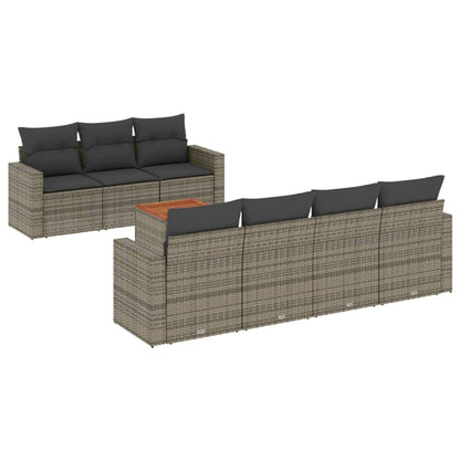 8-tlg. Garten-Sofagarnitur mit Kissen Grau Poly Rattan - Pazzar.ch