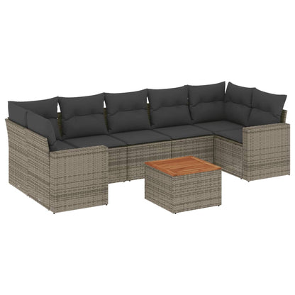 8-tlg. Garten-Sofagarnitur mit Kissen Grau Poly Rattan - Pazzar.ch
