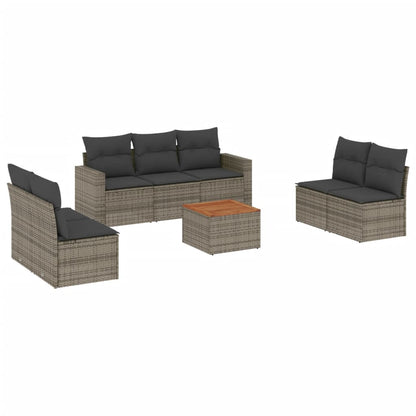 8-tlg. Garten-Sofagarnitur mit Kissen Grau Poly Rattan - Pazzar.ch