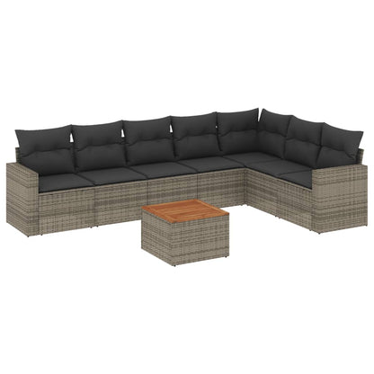 8-tlg. Garten-Sofagarnitur mit Kissen Grau Poly Rattan - Pazzar.ch