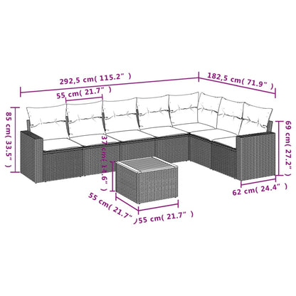 8-tlg. Garten-Sofagarnitur mit Kissen Grau Poly Rattan - Pazzar.ch