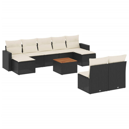 10-tlg. Garten-Sofagarnitur mit Kissen Schwarz Poly Rattan - Pazzar.ch