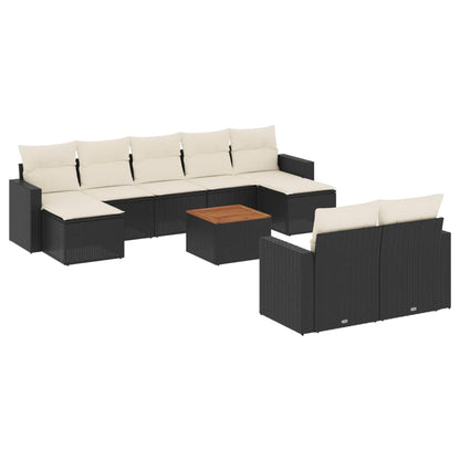 10-tlg. Garten-Sofagarnitur mit Kissen Schwarz Poly Rattan - Pazzar.ch