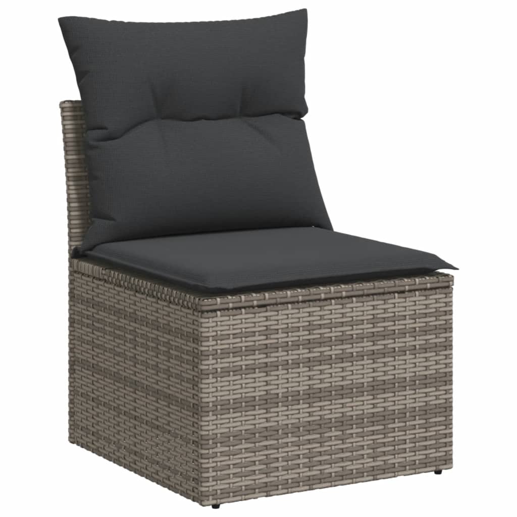 8-tlg. Garten-Sofagarnitur mit Kissen Grau Poly Rattan - Pazzar.ch