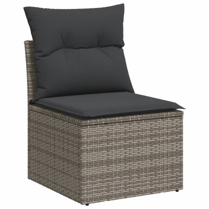 8-tlg. Garten-Sofagarnitur mit Kissen Grau Poly Rattan - Pazzar.ch