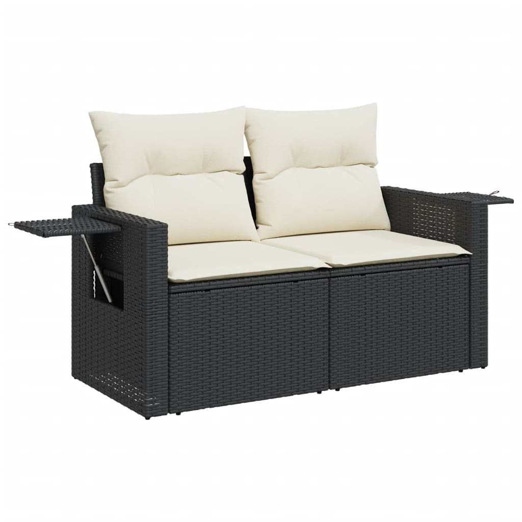 10-tlg. Garten-Sofagarnitur mit Kissen Schwarz Poly Rattan - Pazzar.ch