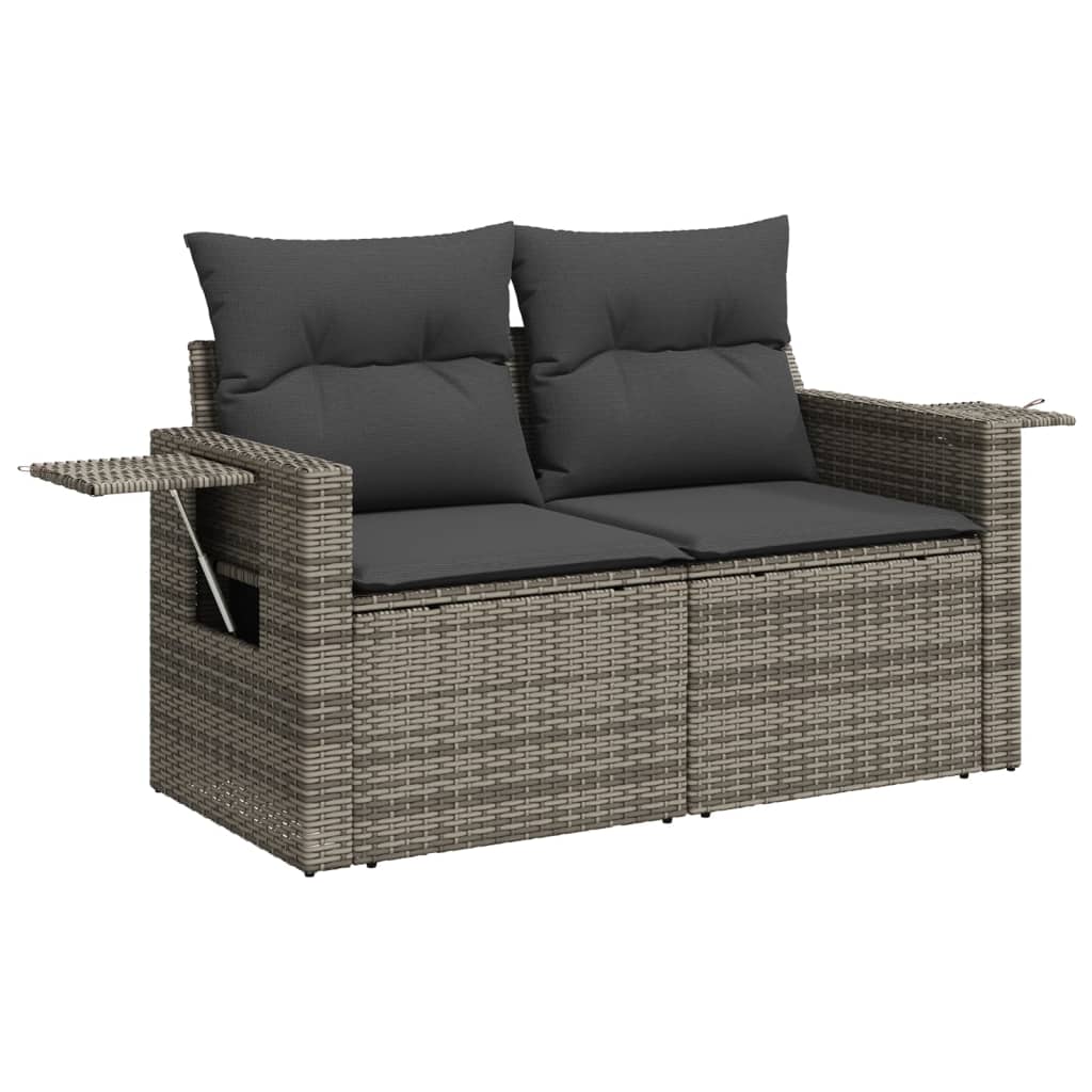 10-tlg. Garten-Sofagarnitur mit Kissen Grau Poly Rattan - Pazzar.ch