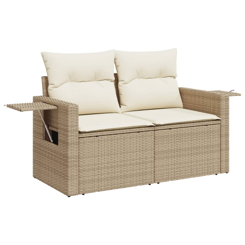 10-tlg. Garten-Sofagarnitur mit Kissen Beige Poly Rattan - Pazzar.ch