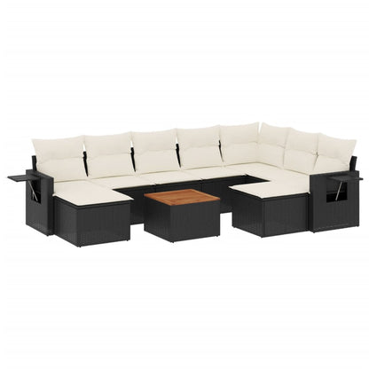 10-tlg. Garten-Sofagarnitur mit Kissen Schwarz Poly Rattan - Pazzar.ch