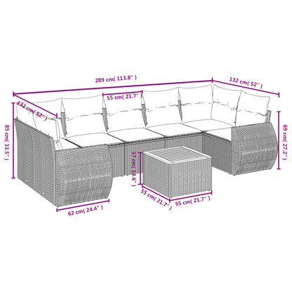 8-tlg. Garten-Sofagarnitur mit Kissen Grau Poly Rattan - Pazzar.ch